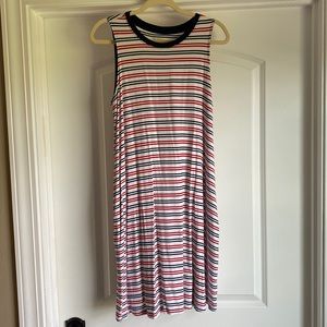 Red white and blue striped sleeveless dress